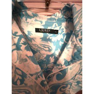 RALPH LAUREN Size M Pajama Set Paisley Lg Sleeve Notch Collar Woven 100% Cotton